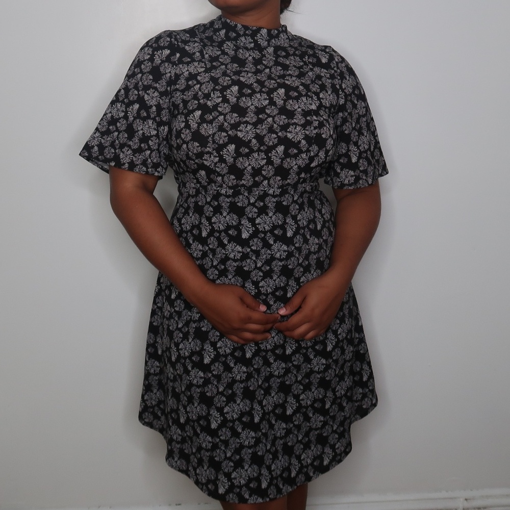 H&M Flower Pattern High Collar Dress